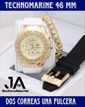 Cargar imagen en el visor de la galería, Technomarine Gold &amp; Gold Diamond 46mm Dos Correas
