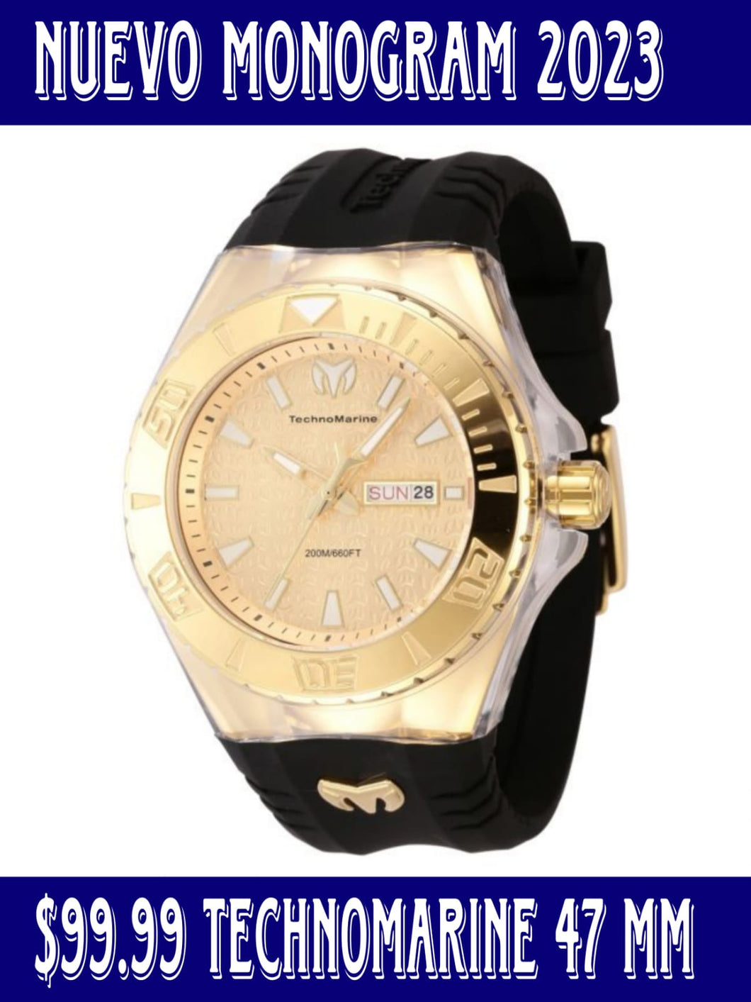 TechnoMarine Cruise Monogram Men's Watch - 47.8mm, Black