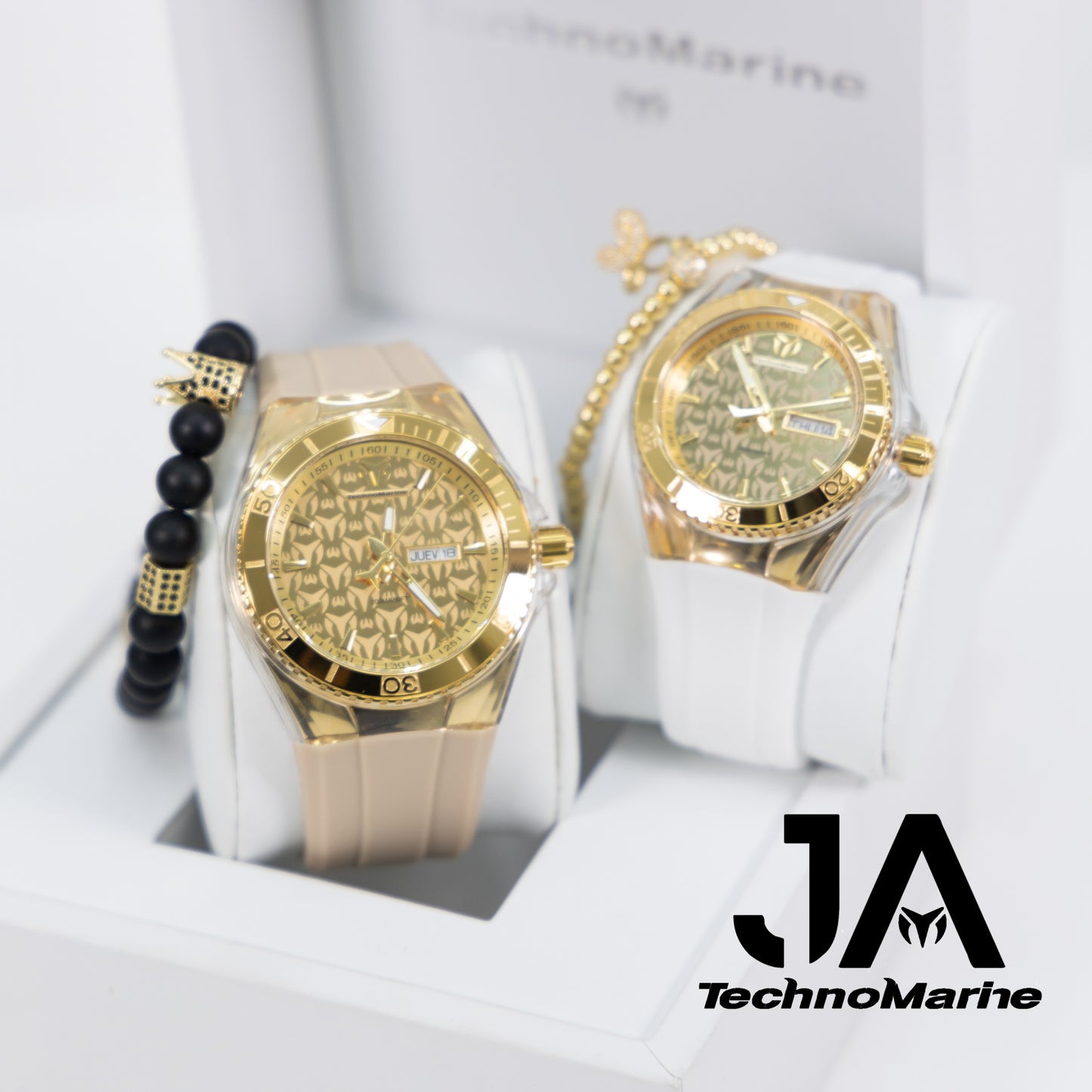 2 x 1 Set Technomarine Cruise Monogram 46mm Men's and Cruise monogram 40mm Women's Two Bracelet