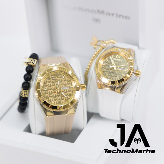 2 x 1 Set Technomarine Cruise Monogram 46mm Hombre y Cruise monogram 40mm Mujer Dos Pulsera