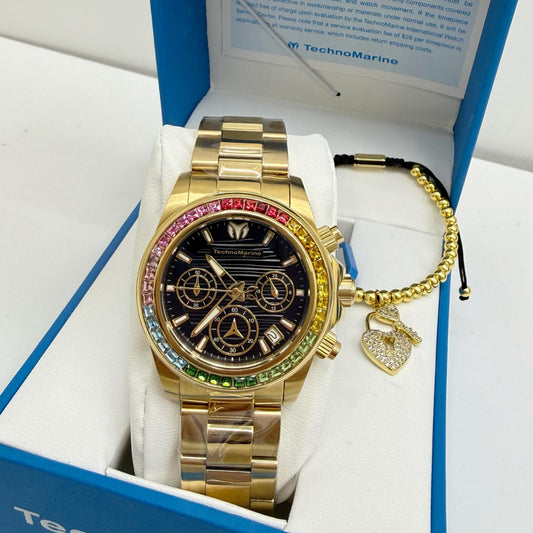 Technomarine Custom Rainbow Mujer Manta Ray Chronograph Quartz White Dial 38 mm