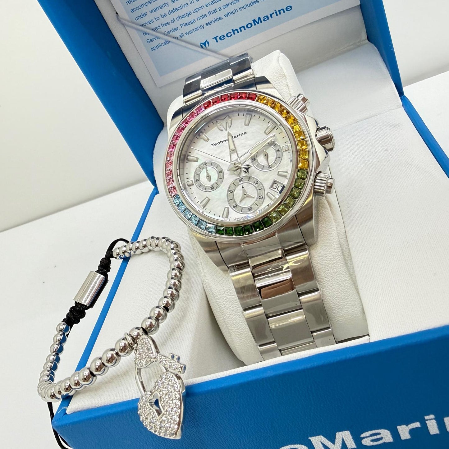 Technomarine Custom Rainbow Mujer Manta Ray Chronograph Quartz White Dial 38 mm
