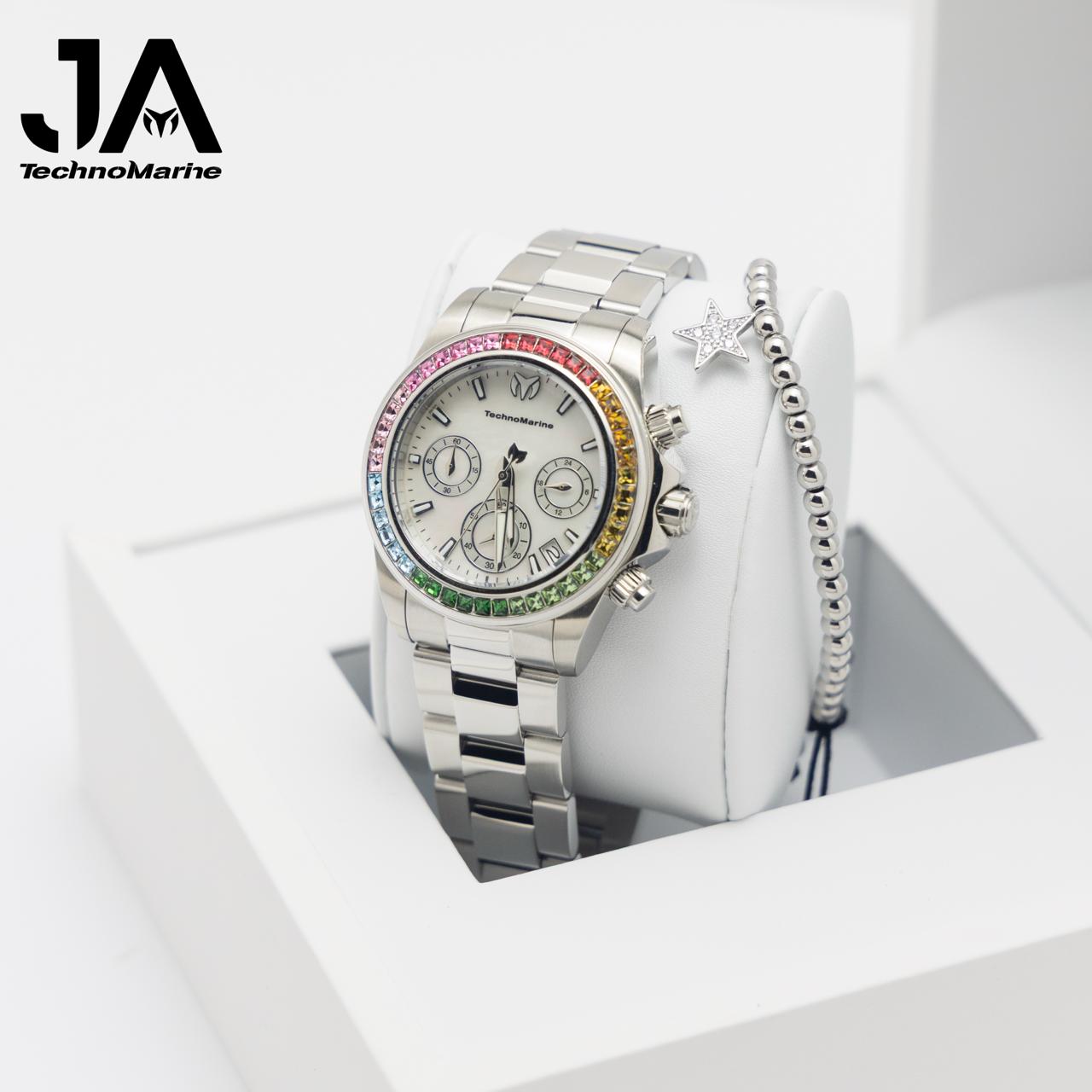 Technomarine Custom Rainbow Men Manta Ray Chronograph Quartz White Dial 42 mm