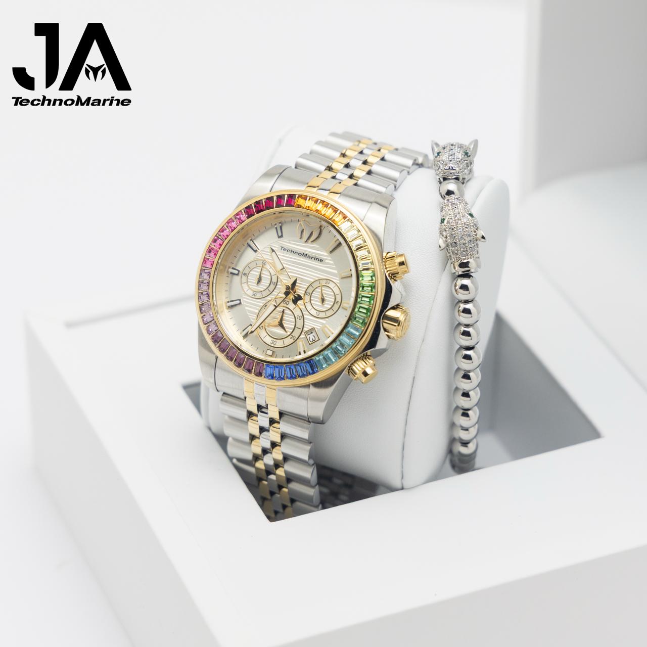 Technomarine Custom Rainbow Men Manta Ray Chronograph Quartz White Dial 42 mm