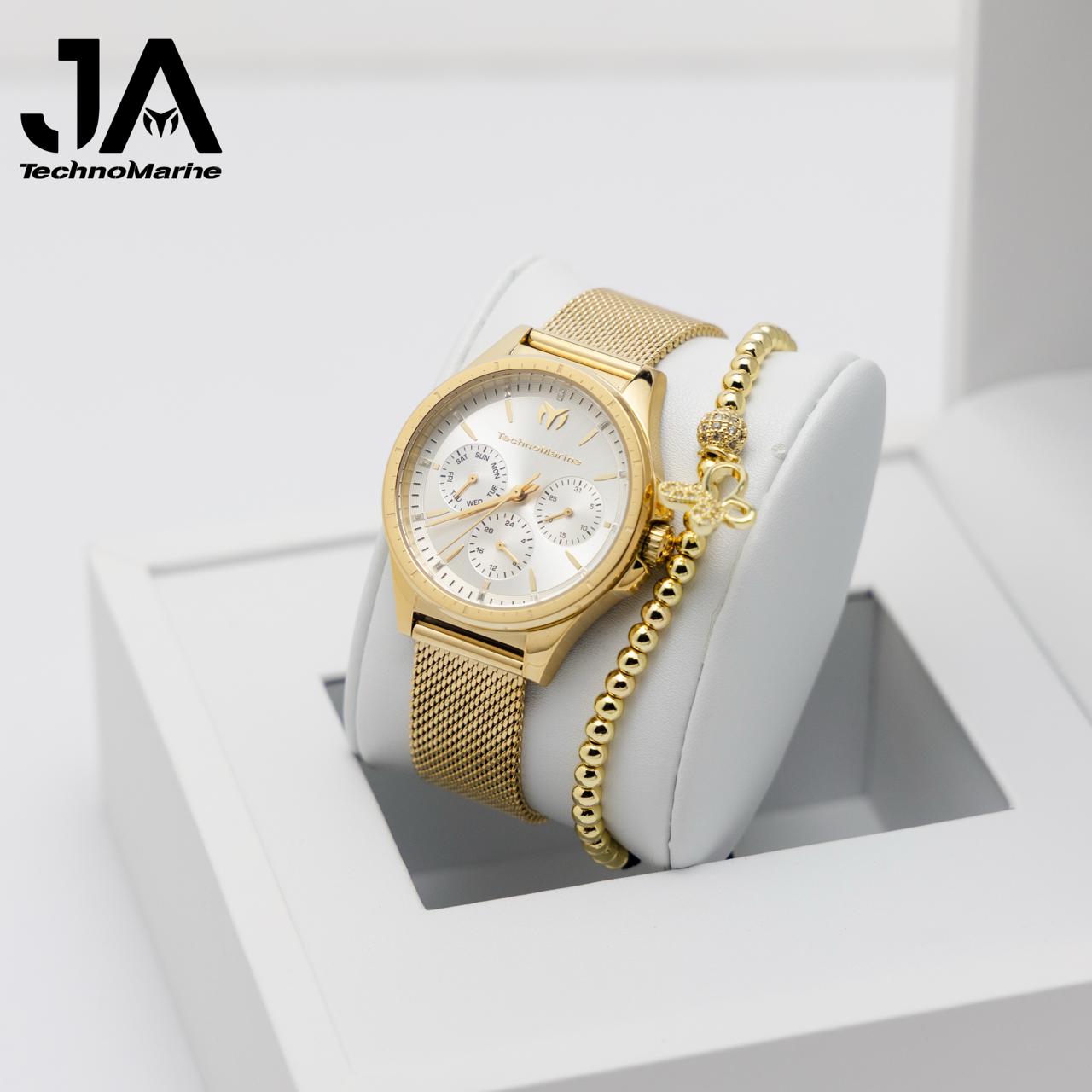 TechnoMarine MoonSun Women's Watch - 36mm, Gold  Una Pulsera Gratis