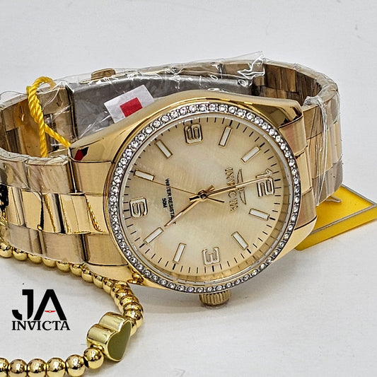 Invicta Specialty Unisex Watch w/ Mother of Pearl Dial - 38mm, Gold