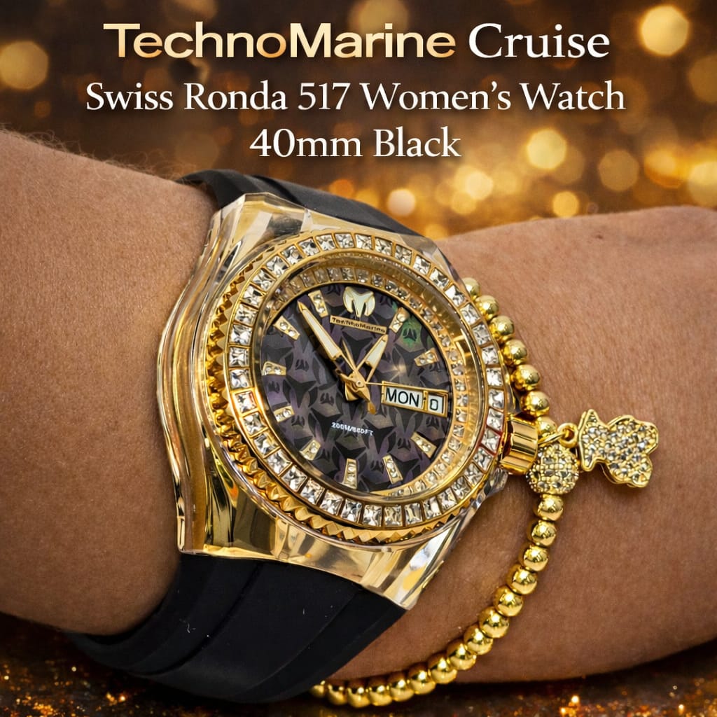 TechnoMarine Cruise Swiss Ronda 517 Caliber Women's Watch w/ Mother of Pearl Dial- 40mm, GOLD