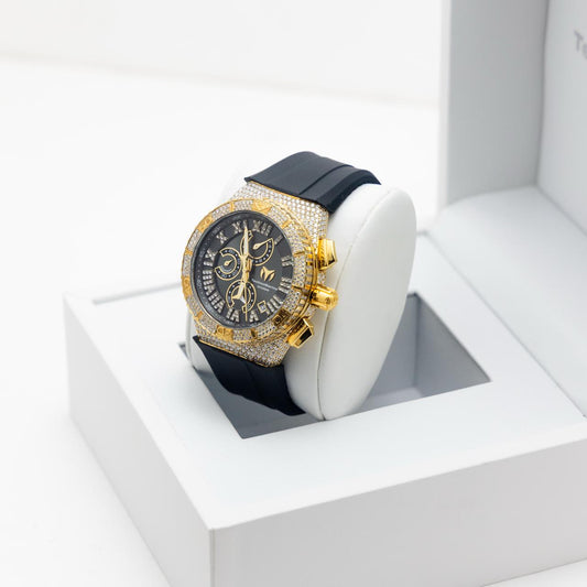 Technomarine Custom Cruise Star gold with black dial, Two Straps One custom buckle 
