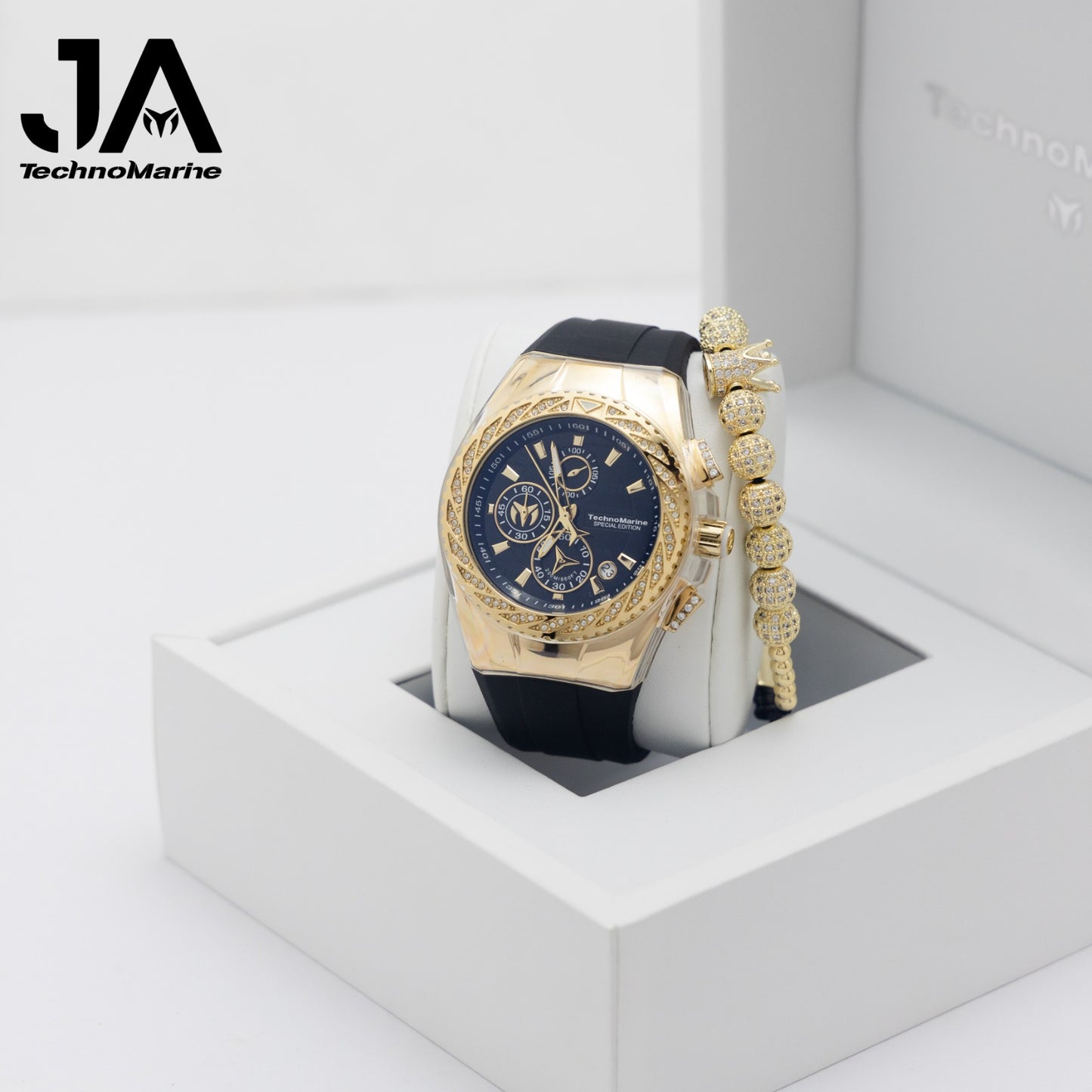 TechnoMarine Custom Cruise Glitz Men's Watch  45mm, Diamond Botones y Una Hebilla Custom