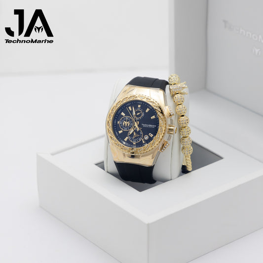 TechnoMarine Custom Cruise Glitz Men's Watch  45mm, Diamond Botones y Una Hebilla Custom