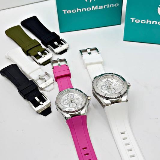 TechnoMarine Cruise California  Watch - 40.57mm, Black, White, Red with Interchangeable Strap,TechnoMarine Cruise California Men's Watch - 45mm, Black, White, Green with Interchangeable Strap