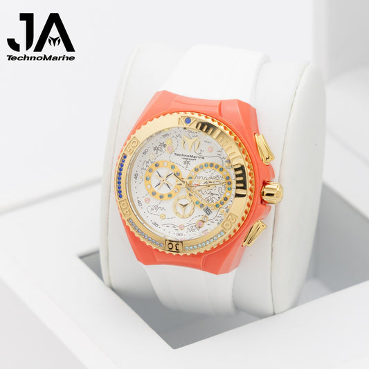 𝐓𝐄𝐂𝐇𝐍𝐎𝐌𝐀𝐑𝐈𝐍𝐄 Women's 40mm Cruise Dream Gold &amp; White
