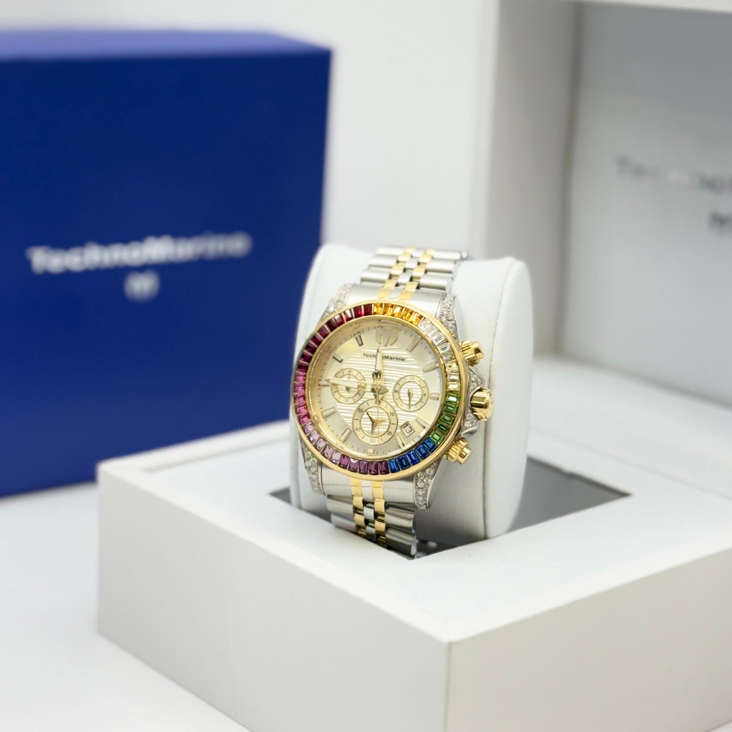 Technomarine Custom Rainbow Men Manta Ray Chronograph Quartz White Dial 42 mm Custom
