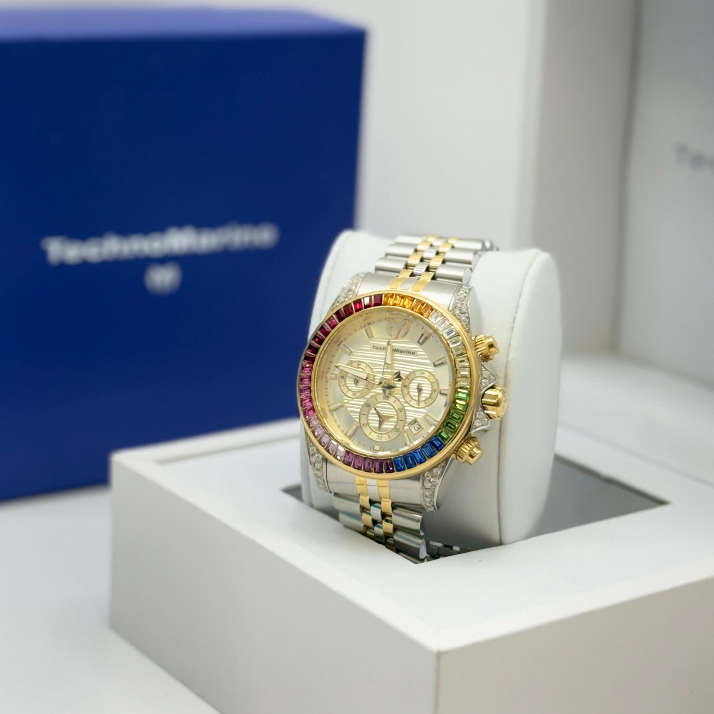 Technomarine Custom Rainbow Men Manta Ray Chronograph Quartz White Dial 42 mm Custom