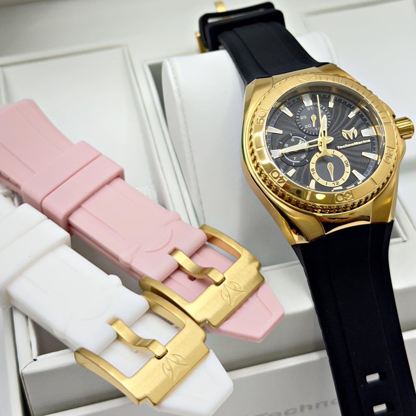 Technomarine  40mm Cruise Chronograph Quartz Gold Dial Unisex Watch Una Pulsera Gratis