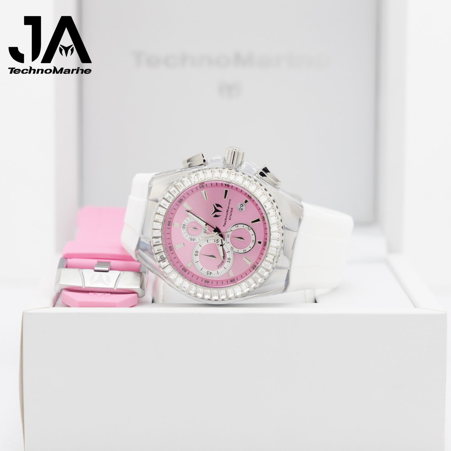 TechnoMarine Cruise Original Unisex Watch - 45mm, Pink Silver (Una Pulsera Gratis Dos Correas Blanca y rosa)
