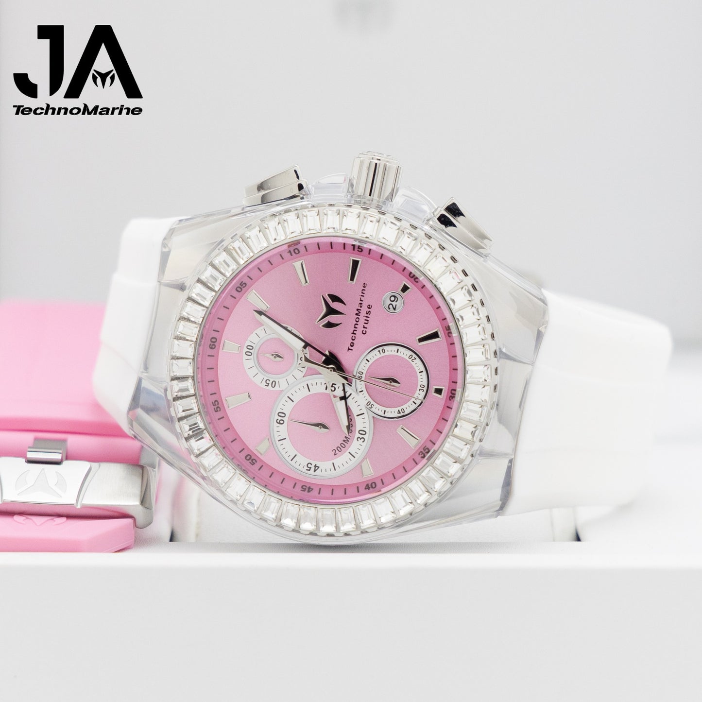 TechnoMarine Cruise Original Unisex Watch - 45mm, Pink Silver (Una Pulsera Gratis Dos Correas Blanca y rosa)