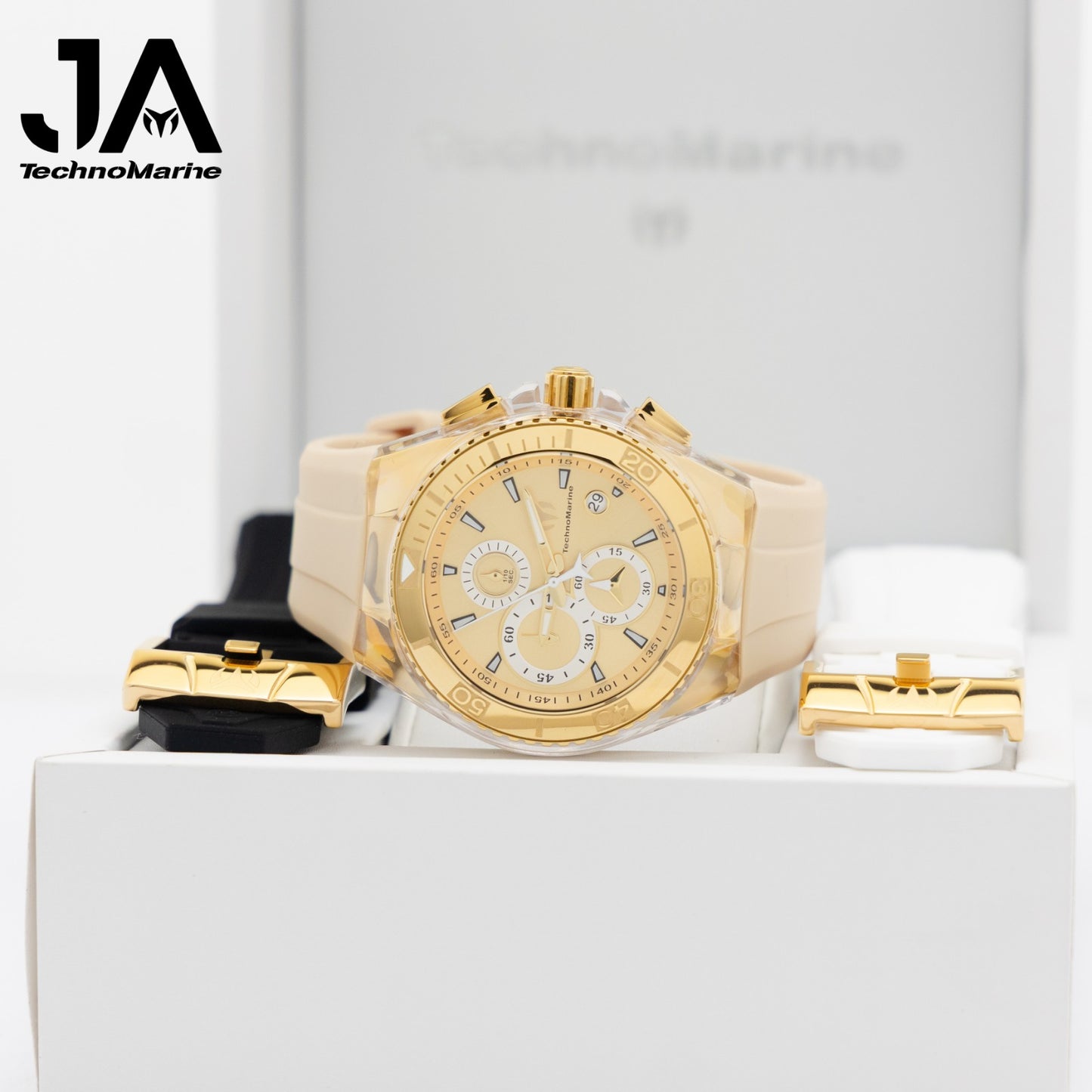 Technomarine Men's 46mm Cruise Star Qtz Chrono Gold And Gold  Dial Men's Watch Tres Correas