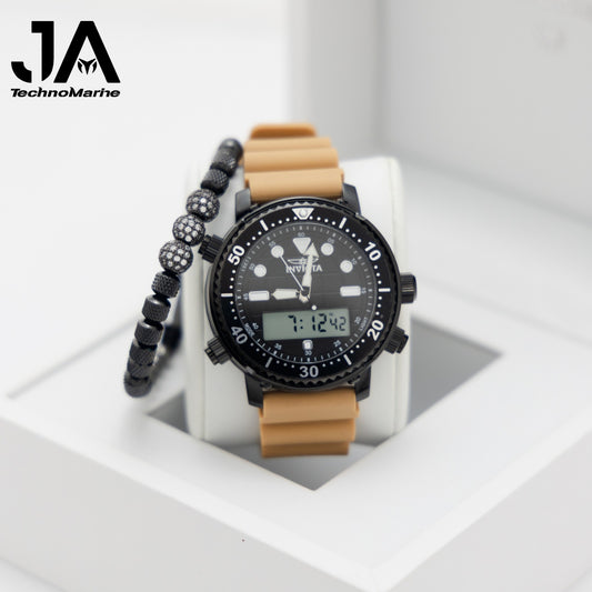 Invicta Pro Diver DigiQuartz Men's Watch - 46.5mm, Tan Una Pulsera Gratis