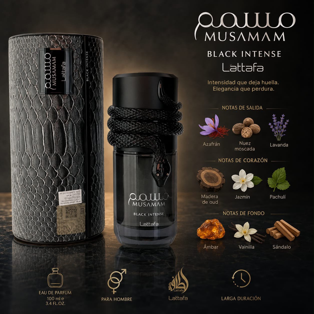Musamam Black Intense Lattafa Perfumes para Hombres
