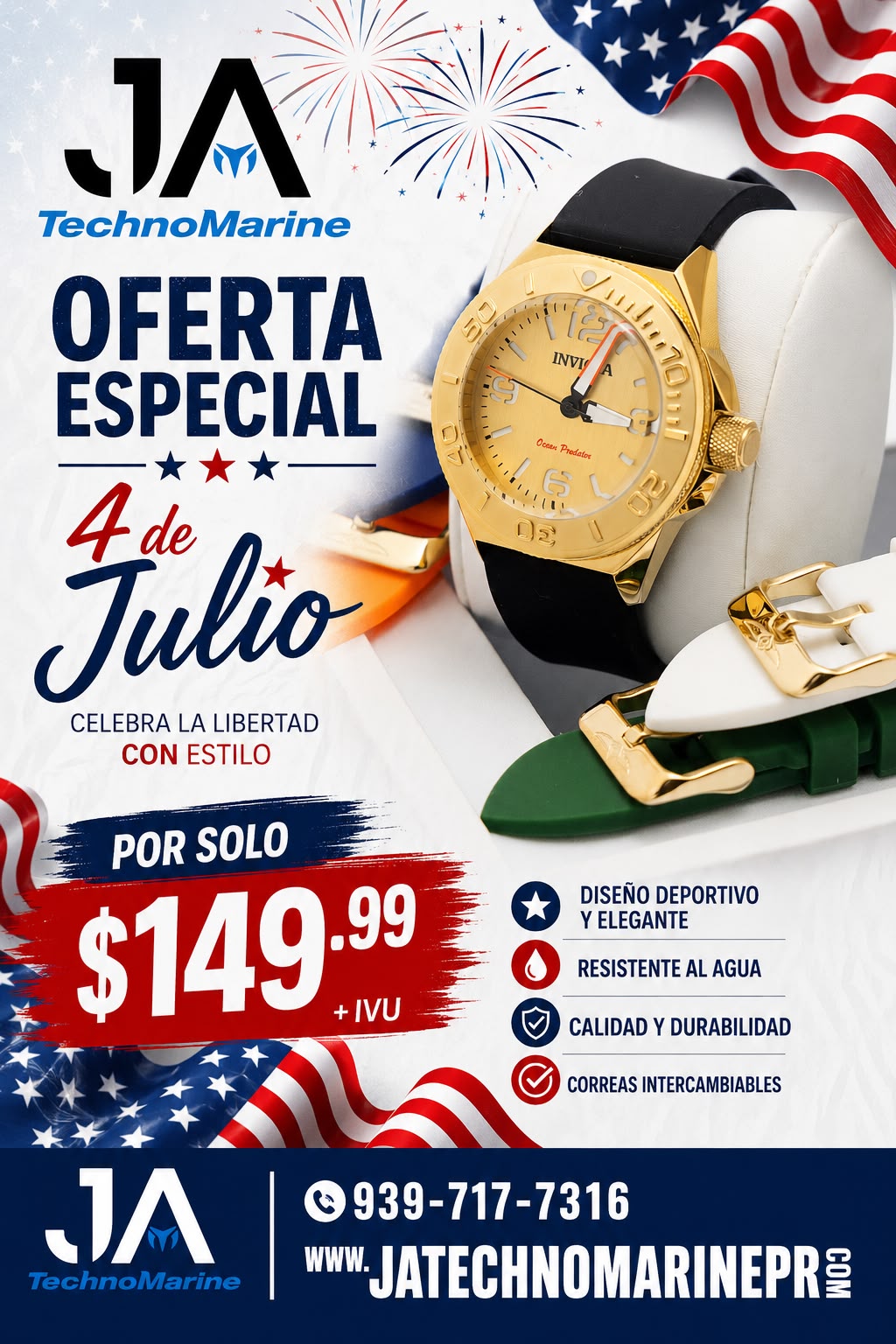 Invicta OCEAN PREDATOR Men's Watch - 44,65 mm, Green, Orange, White, Blue, Black with Interchangeable Strap