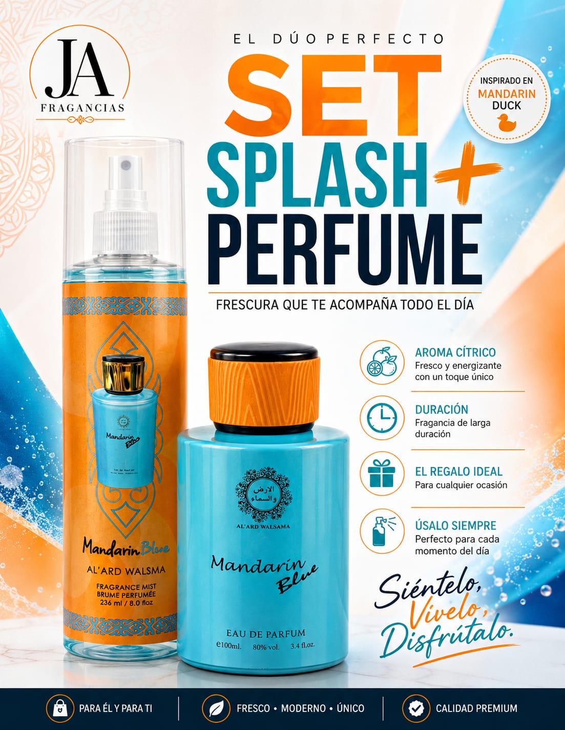 Set MANDARIN Blue 3.4oz + Aerosol + Splash 3.4 oz