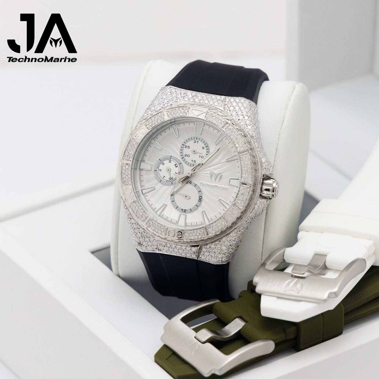 TechnoMarine Custom Vvs Moissanite Cruise California Men's Watch - 45mm, Black silver