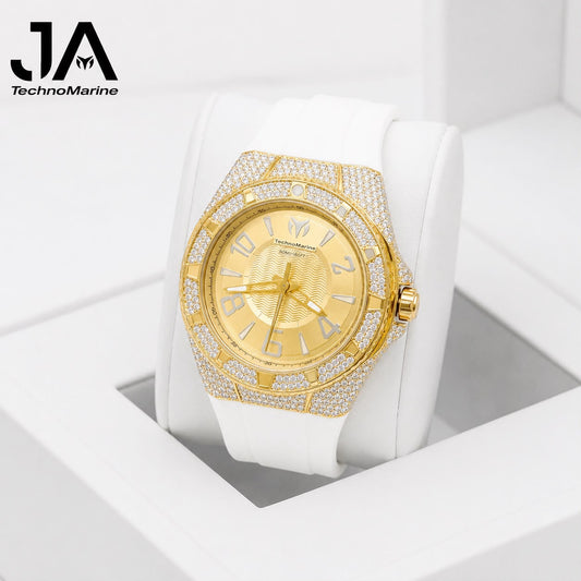 TechnoMarine Lusso Mare Men's Watch - 44mm Vvs Moissanite Pulsera Incluida
