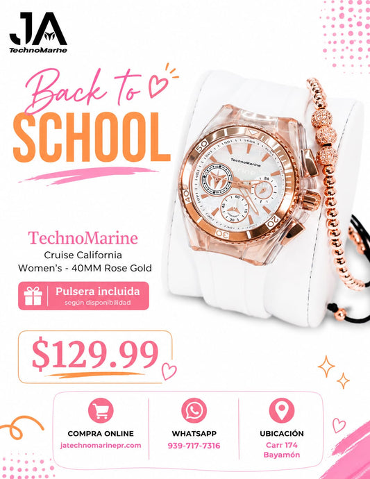 TechnoMarine Cruise California Women's Watch w/ Metal, Mother of Pearl &amp; Oyster Dial - 40.57mm, White