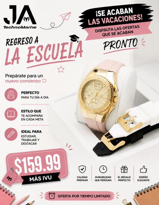 Technomarine  38 mm Cruise Chronograph Quartz Gold Dial Unisex Watch Una Pulsera Gratis +5% de Descuento Adicional