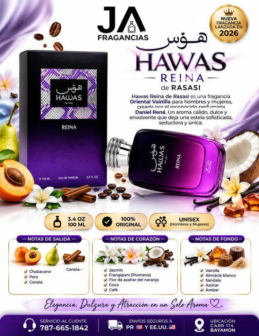 Hawas Reina 3.4oz Eau De Parfum Women Rasasi 5% Descuento Adicional