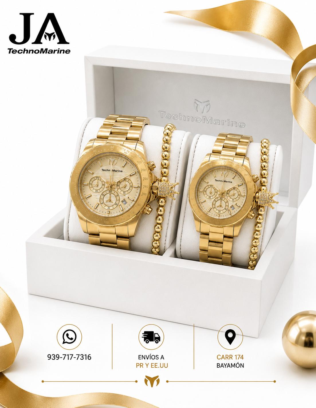 2x 1 Technomarine Manta Ray Gold 42mm & Manta Ray Gold 38mm 2 Pulseras
