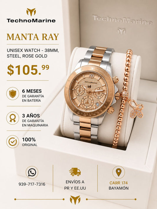 Technomarine Ladies Manta Ray Chronograph Quartz White Dial 38mm