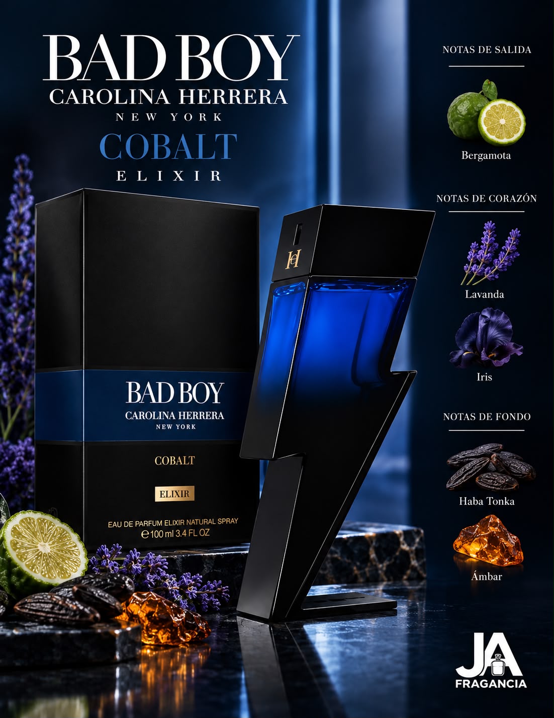 BAD BOY COBALT ELIXIR EAU DE PARFUM 3.4OZ 5% DE DESCUENTO ADICIONAL