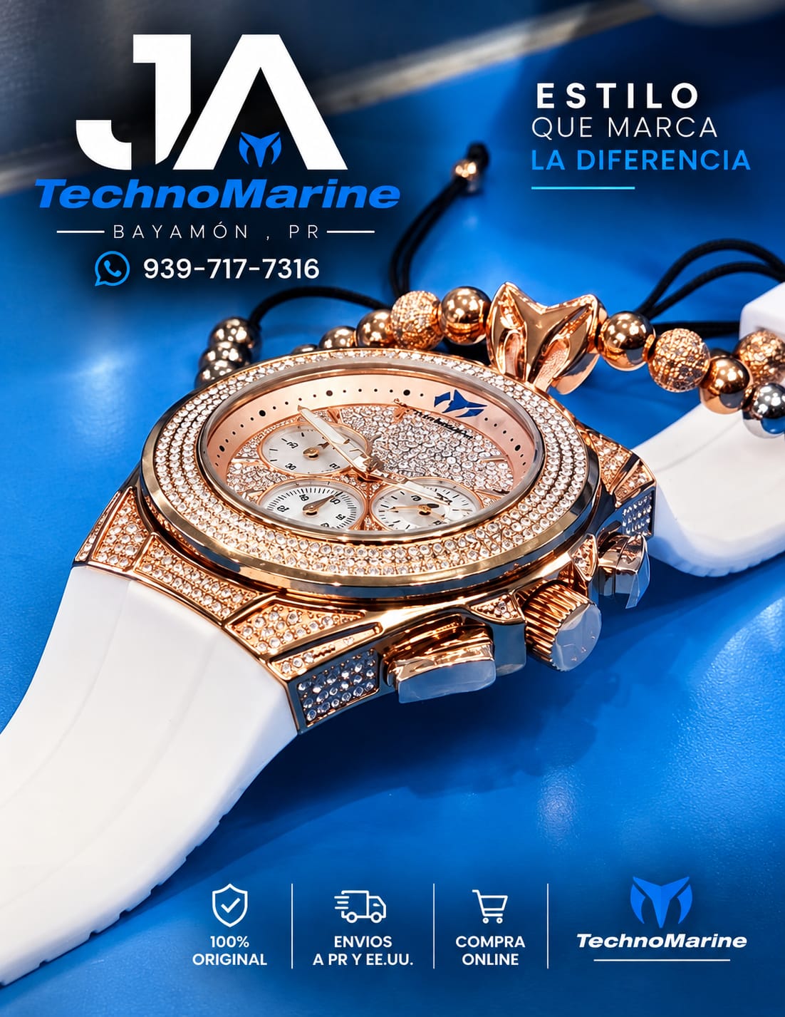 Technomarine (Pave) Cruise Collection Maquina Suiza Color Oro Rosado + 5 % Descuento Adicional 199.99 Aplicado