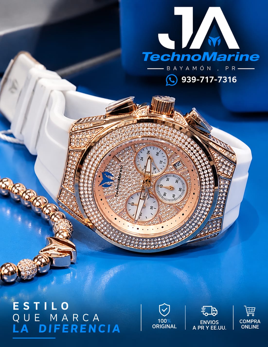 Technomarine (Pave) Cruise Collection Maquina Suiza Color Oro Rosado + 5 % Descuento Adicional 199.99 Aplicado