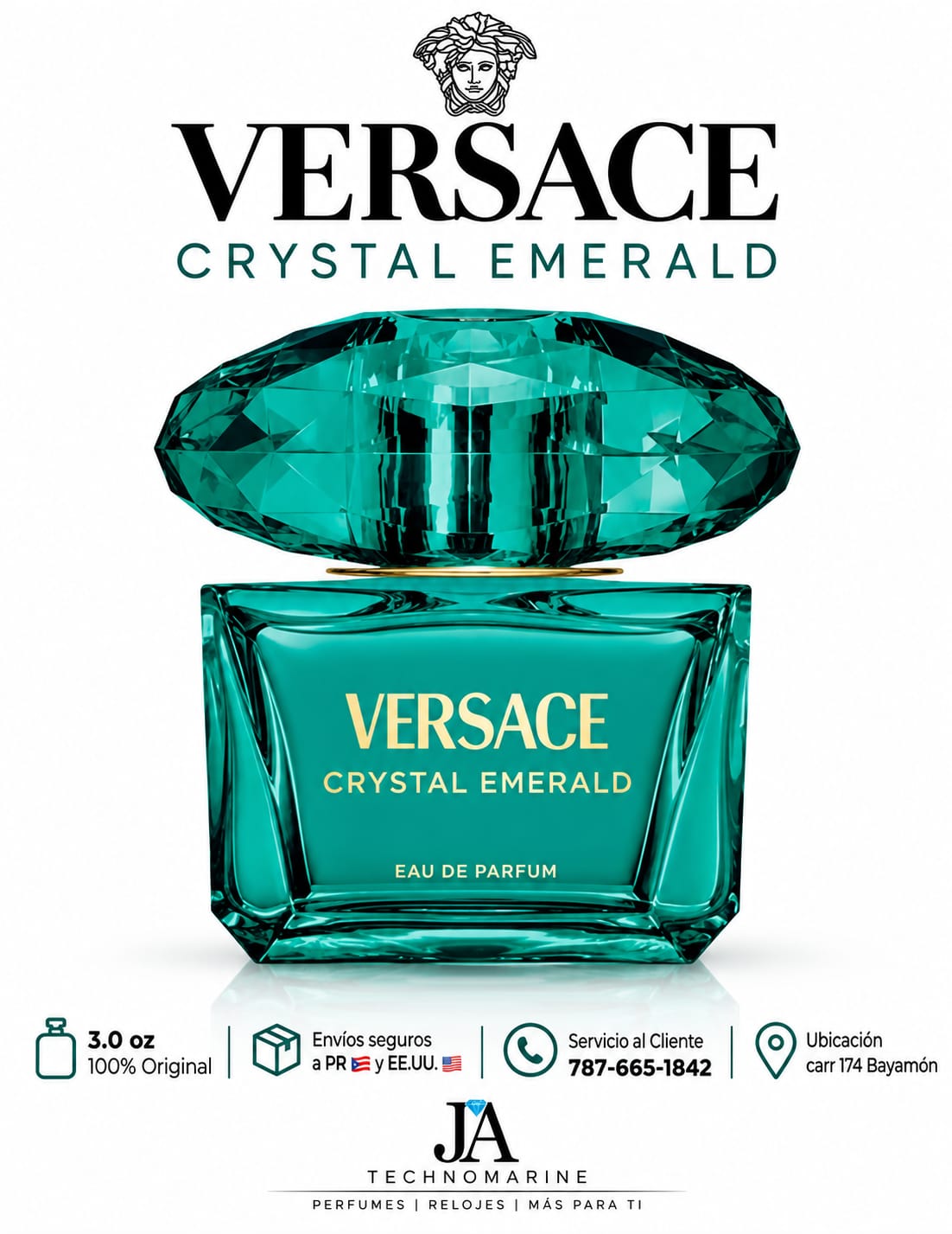 VERSACE CRYSTAL EMERALD pour femme 3.0oz 5% DE DESCUENTO ADICIONAL