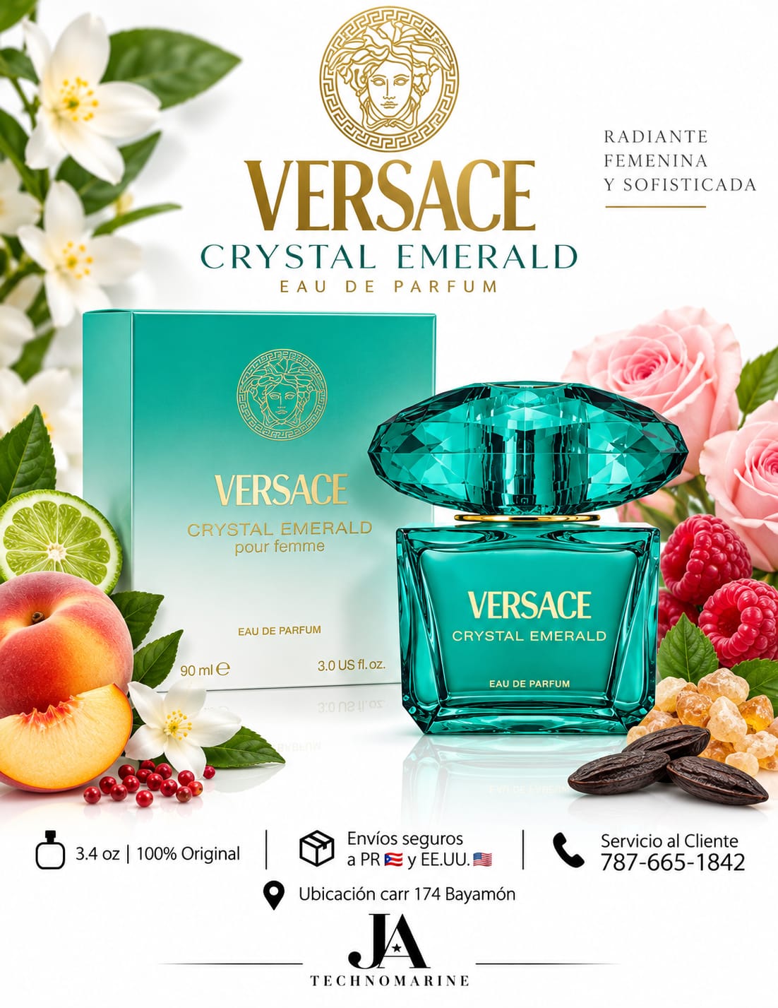 VERSACE CRYSTAL EMERALD pour femme 3.0oz 5% DE DESCUENTO ADICIONAL