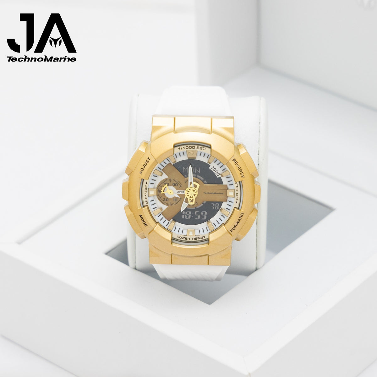 TechnoMarine HydraTech Triton Digital Men’s Watch – Gold & White 49mm