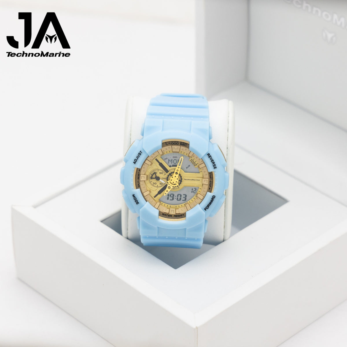 TechnoMarine HydraTech Nautilus Digital Men’s Watch – Blue & Gold 51mm