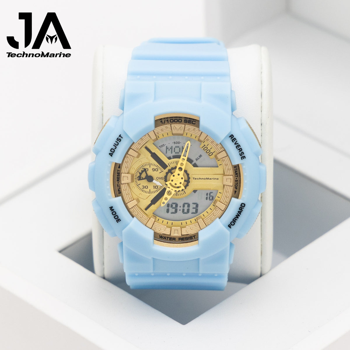 TechnoMarine HydraTech Nautilus Digital Men’s Watch – Blue & Gold 51mm