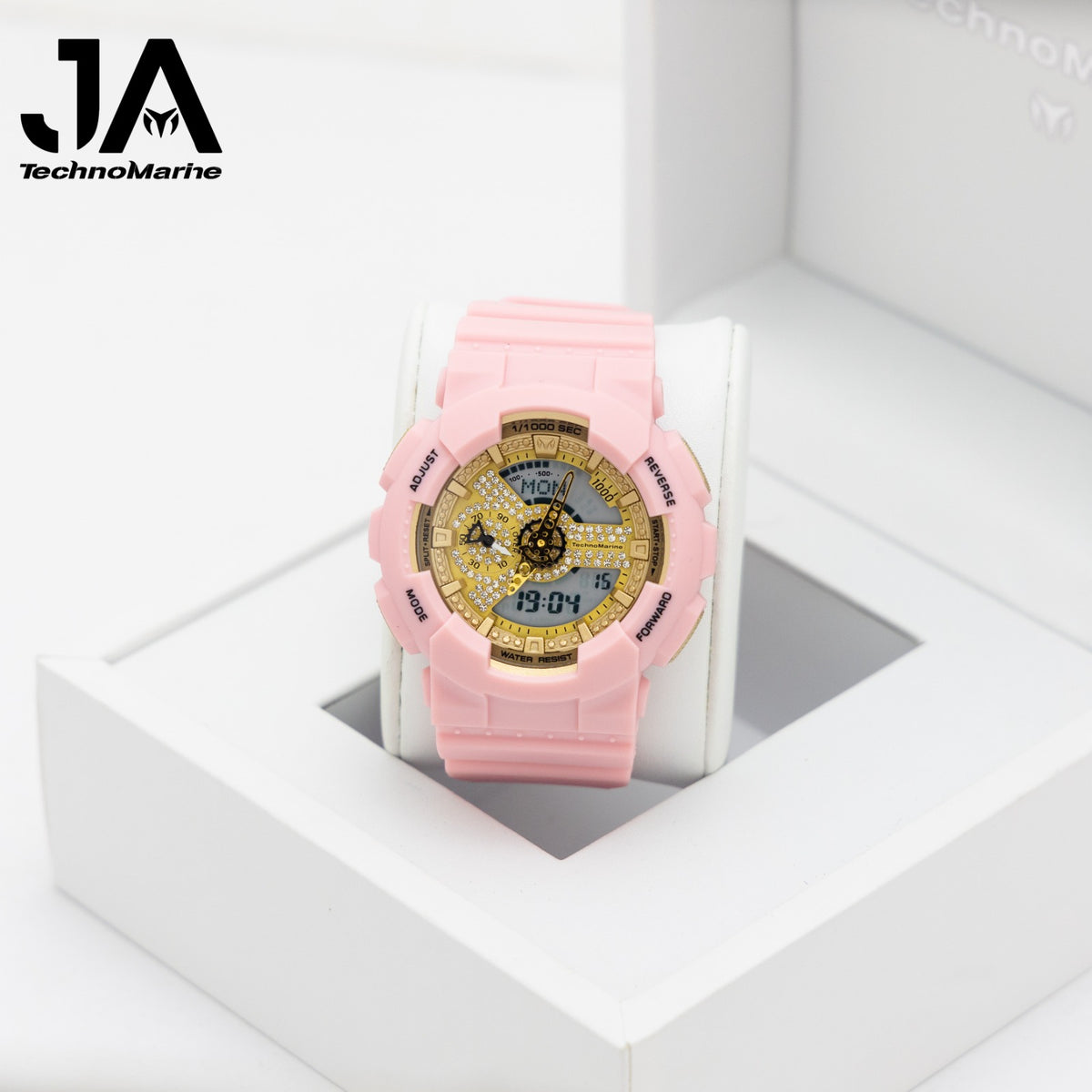TechnoMarine HydraTech Nautilus with Stones Digital Men’s Watch – Pink & Gold- 51mm