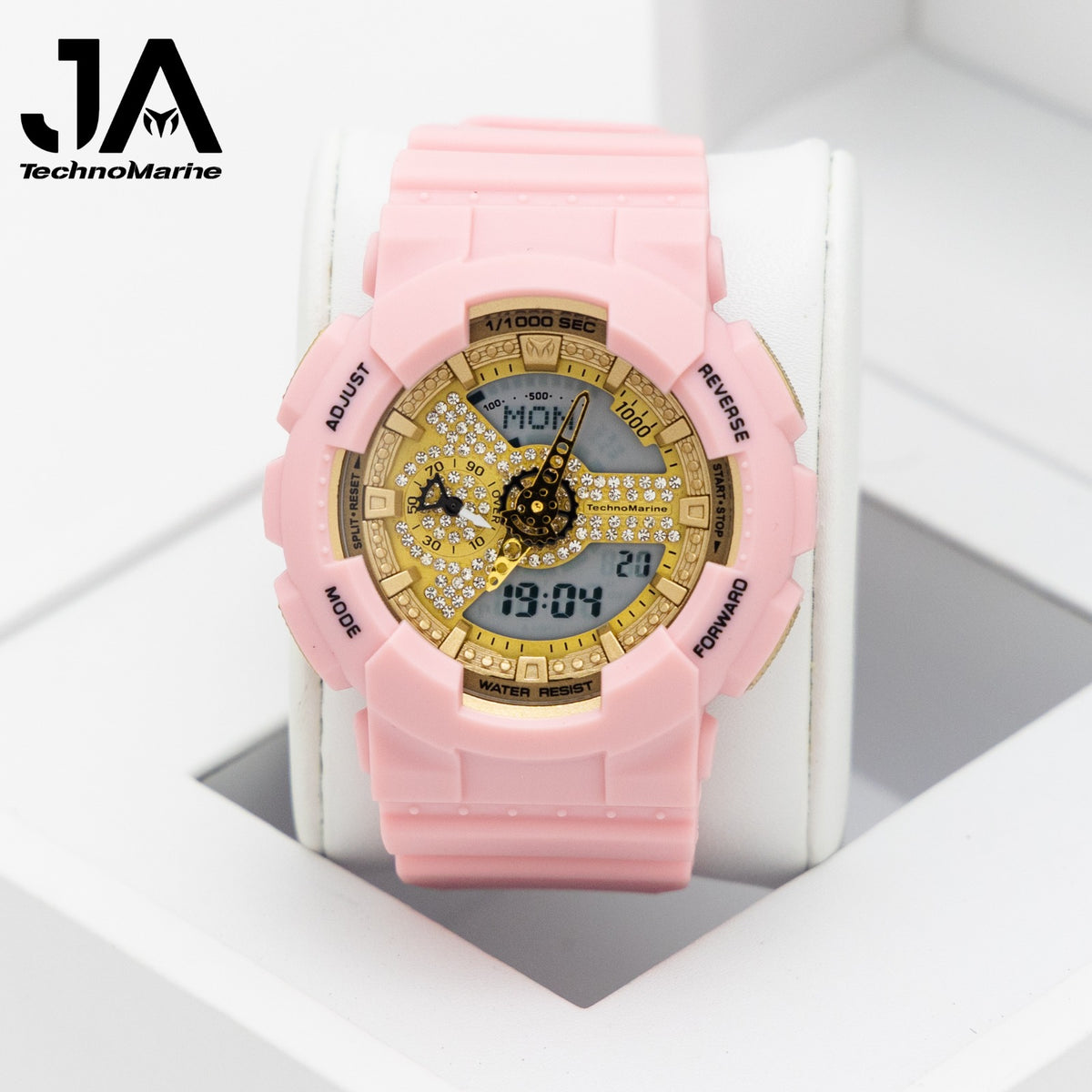 TechnoMarine HydraTech Nautilus with Stones Digital Men’s Watch – Pink & Gold- 51mm