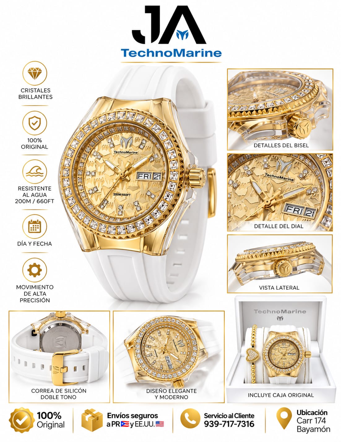TechnoMarine Cruise Monogram Unisex Watch White - 40mm Dos Correas