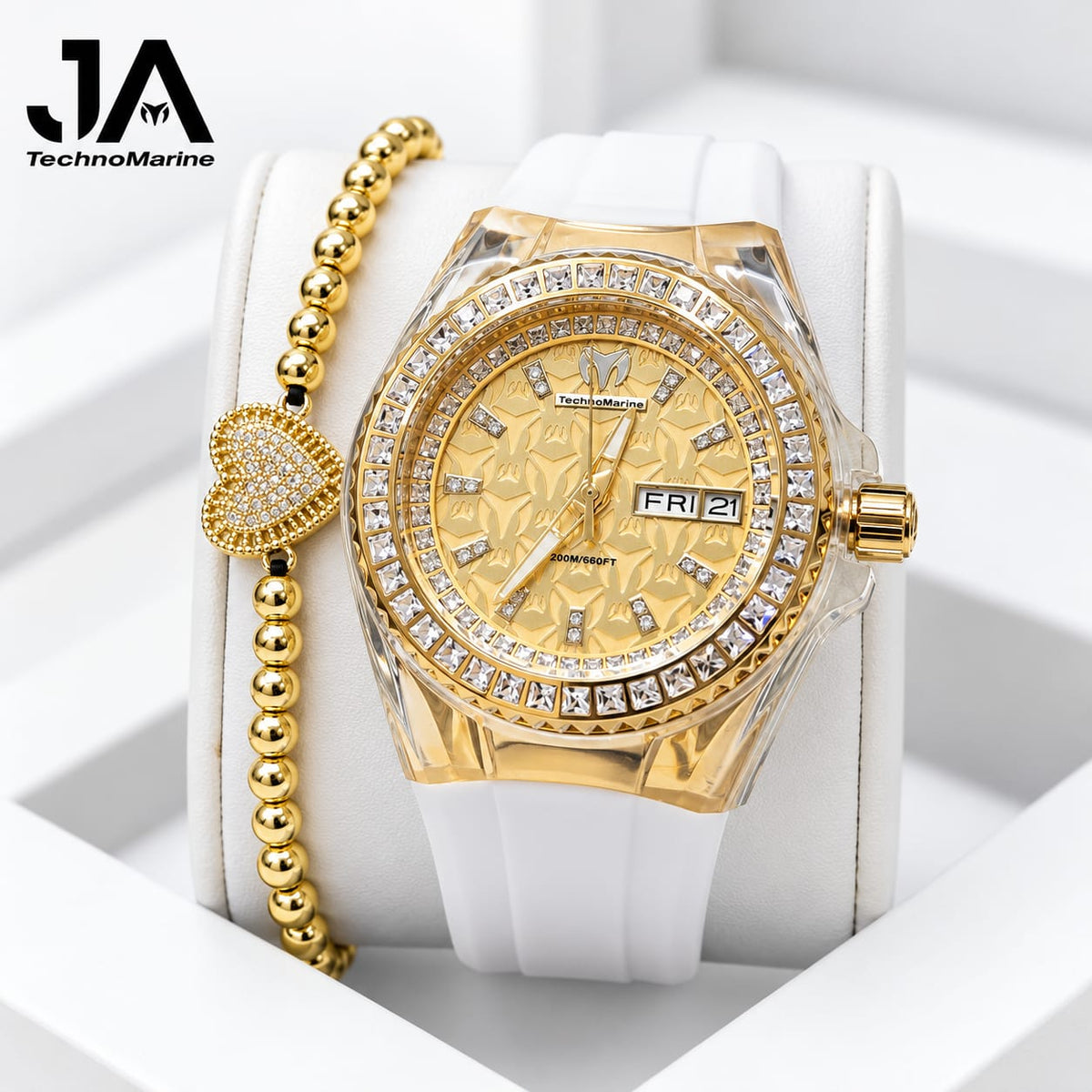 TechnoMarine Cruise Monogram Unisex Watch White - 40mm Dos Correas