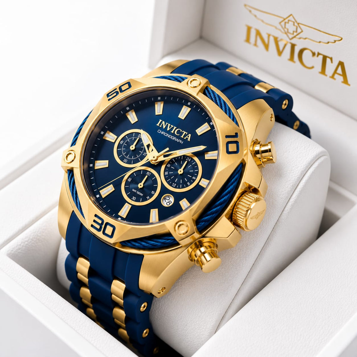 Invicta Bolt Men 50mm – Gold & Blue– Watch Men's