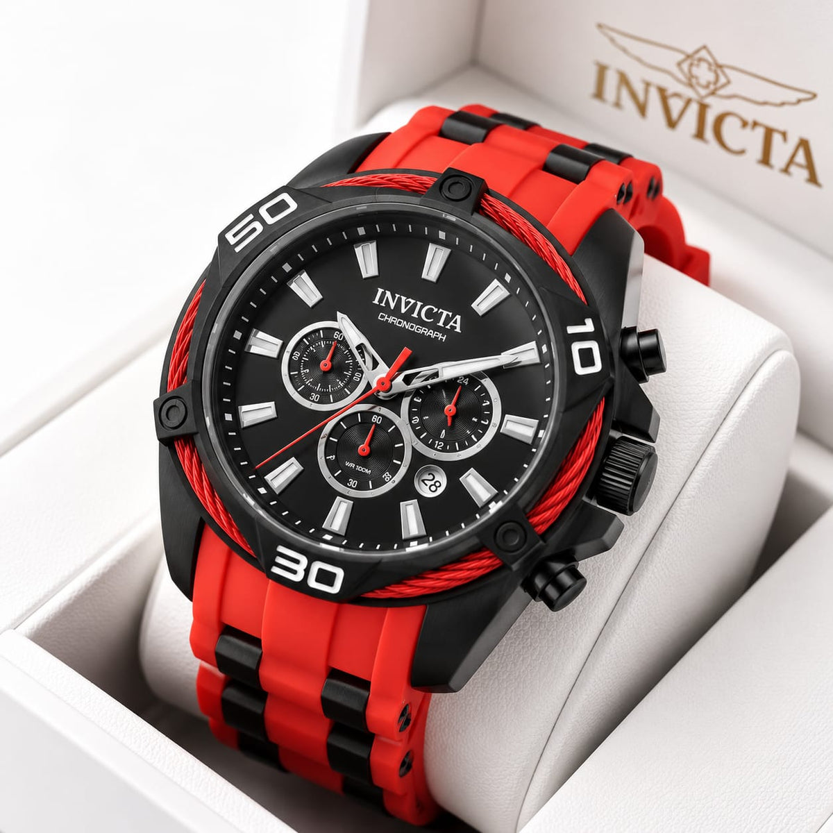 Invicta Bolt Men 50mm – Black & Red – Watch Men's