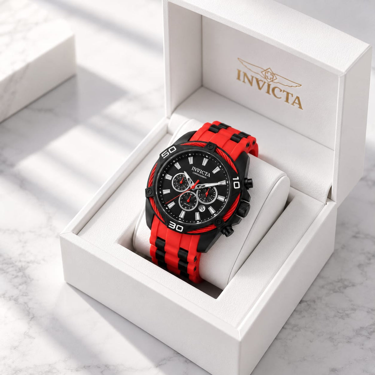 Invicta Bolt Men 50mm – Black & Red – Watch Men's