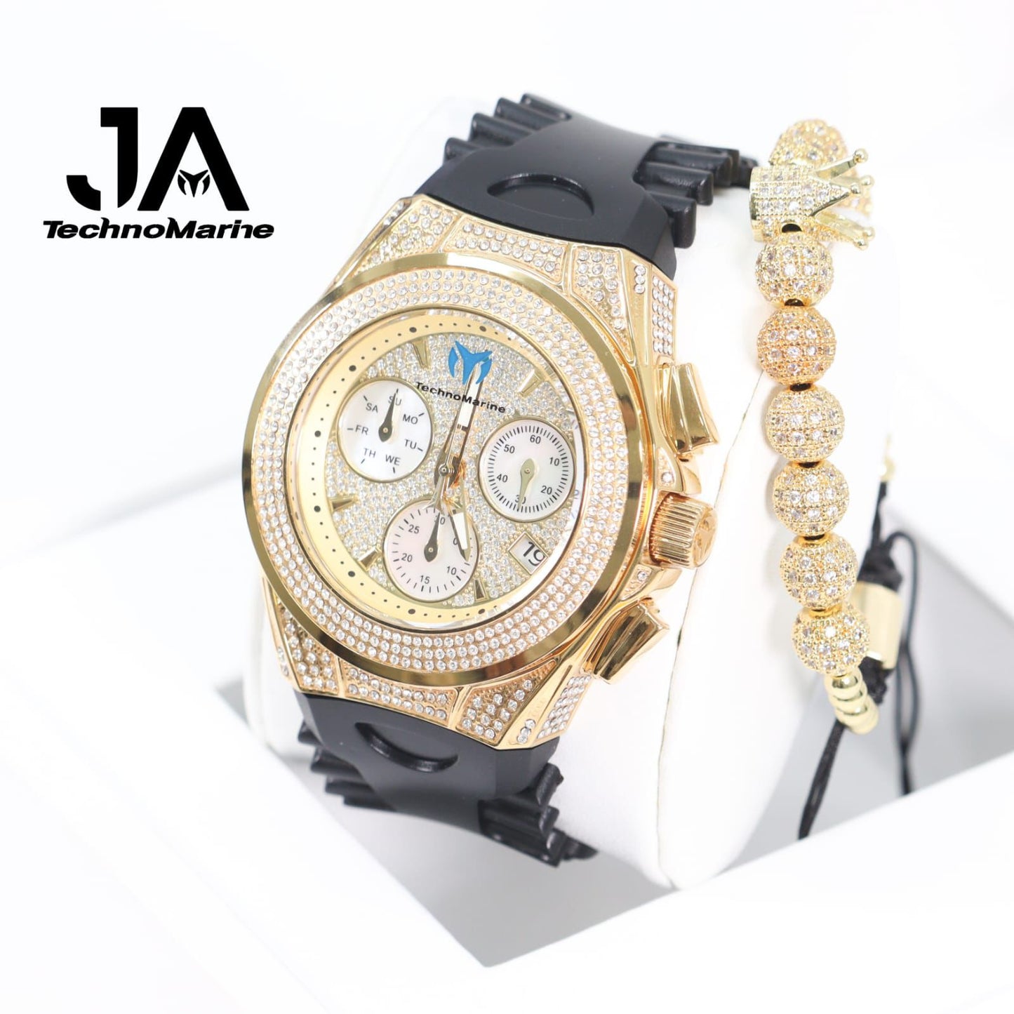 Technomarine (Pave) Cruise Collection Maquina Suiza Color Oro Una Pulsera Gratis