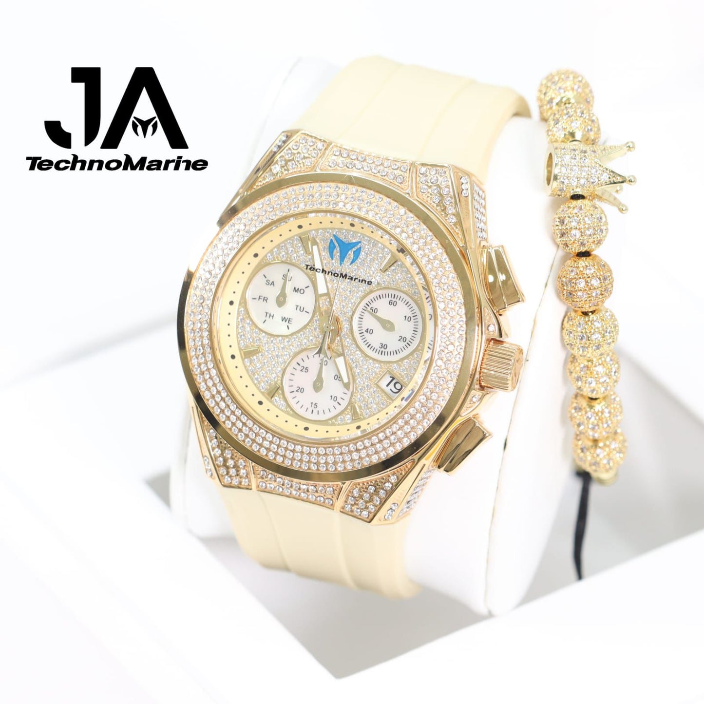 Technomarine (Pave) Cruise Collection Maquina Suiza Color Oro Una Pulsera Gratis